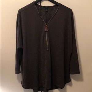 Alfani tunic sweater top with big zipper detail